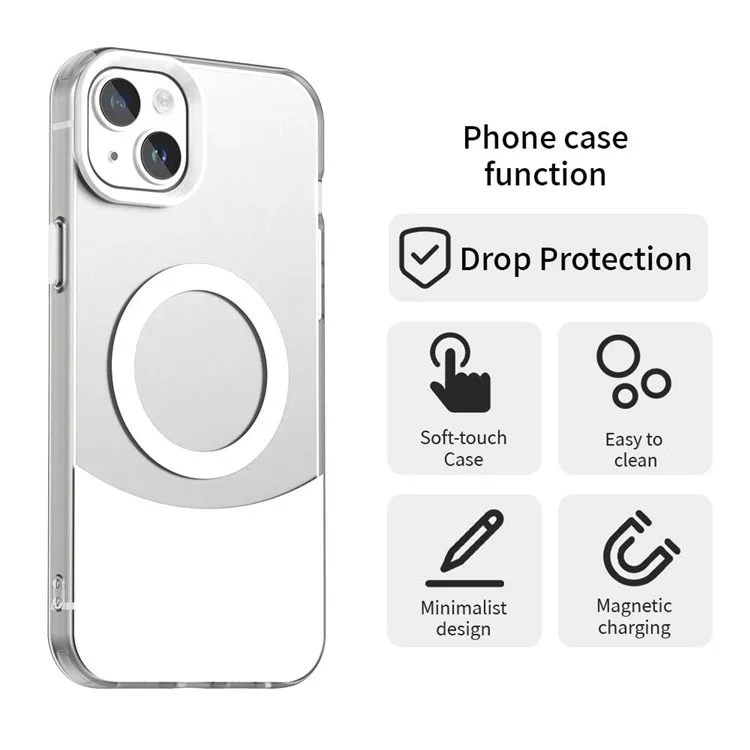 Funda para iPhone 14 / 13 compatible con MagSafe Color Splicing IMD TPU+PET+PC Mobile Cover - Blanco