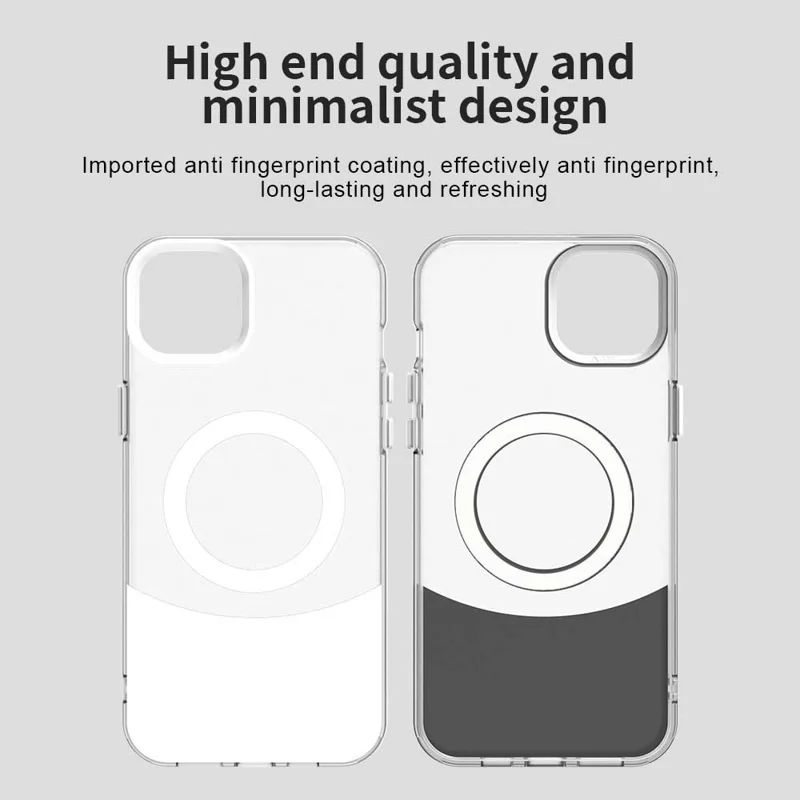 For iPhone 15 Case Compatible with MagSafe Color Splicing IMD TPU+PET+PC Mobile Cover - White