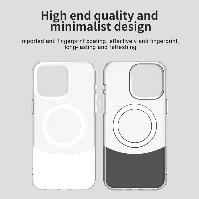 For iPhone 15 Pro Case Compatible with MagSafe Color Splicing IMD TPU+PET+PC Mobile Cover - White