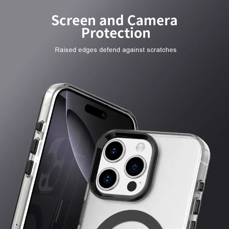For iPhone 15 Pro Max Case Compatible with MagSafe Color Splicing IMD TPU+PET+PC Mobile Cover - White