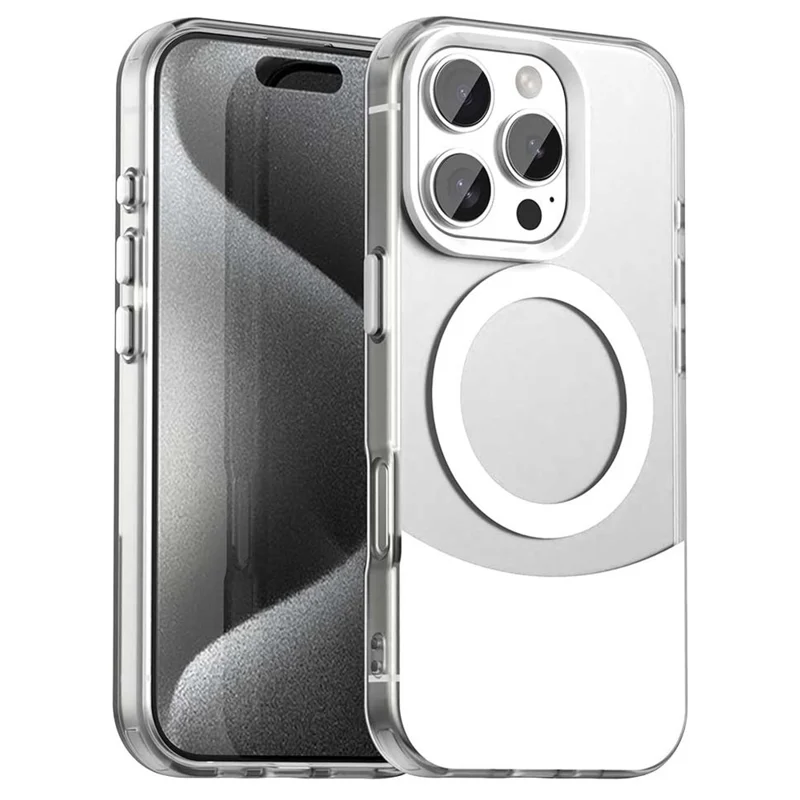 Til iPhone 16 Pro Case kompatibel med MagSafe Farvesyende IMD TPU+PET+PC Mobil dæksel - Hvid