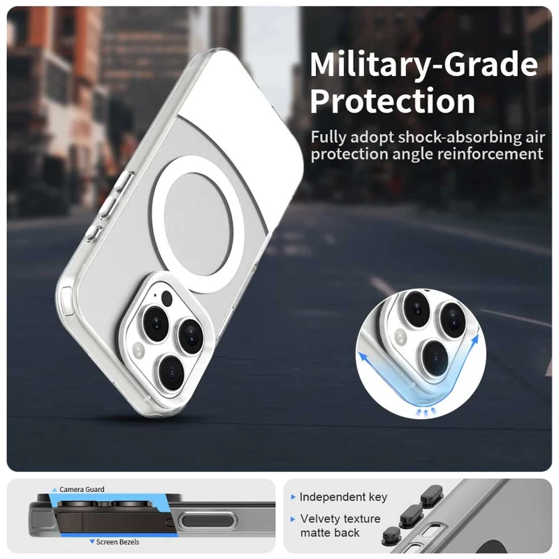 Til iPhone 16 Pro Case kompatibel med MagSafe Farvesyende IMD TPU+PET+PC Mobil dæksel - Hvid