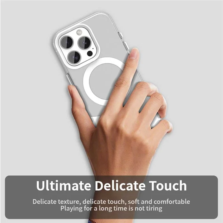 Funda para iPhone 16 Pro Max compatible con MagSafe Color Splicing IMD TPU+PET+PC Mobile Cover - Blanco