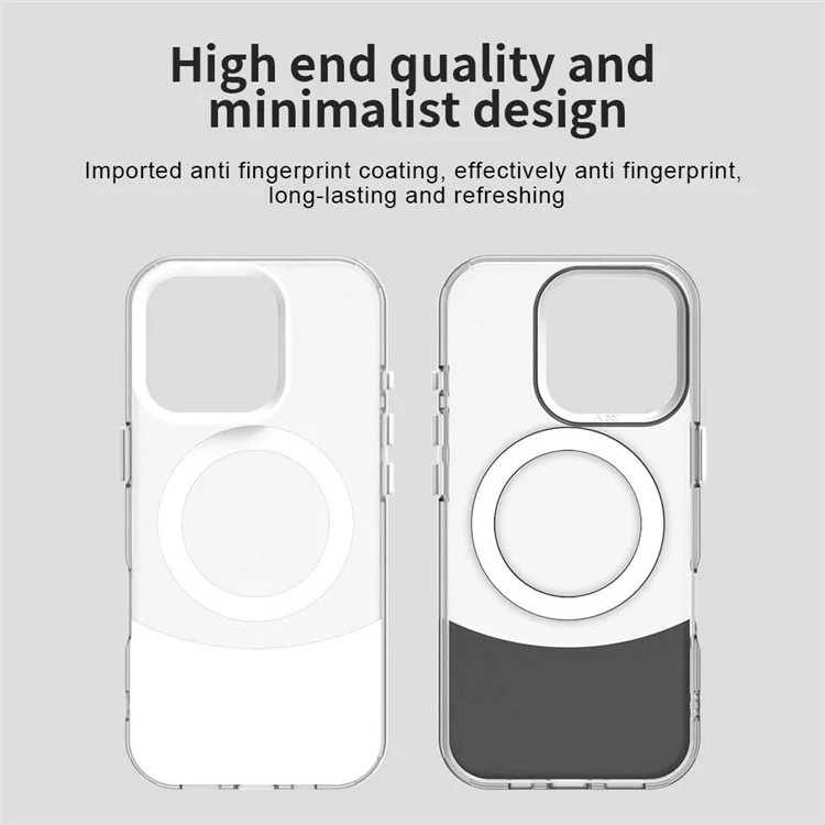 Funda para iPhone 16 Pro Max compatible con MagSafe Color Splicing IMD TPU+PET+PC Mobile Cover - Blanco