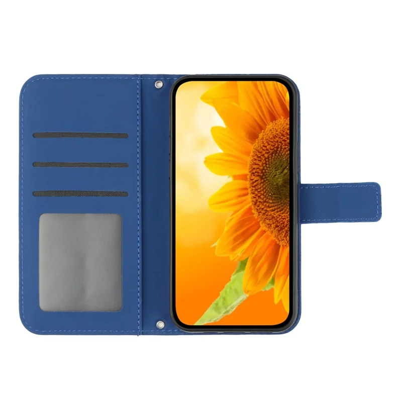 Voor Xiaomi 15 Hoesje met Zonnebloemprint Leren Wallettelefoonhoes met Polsbandje - Saflir