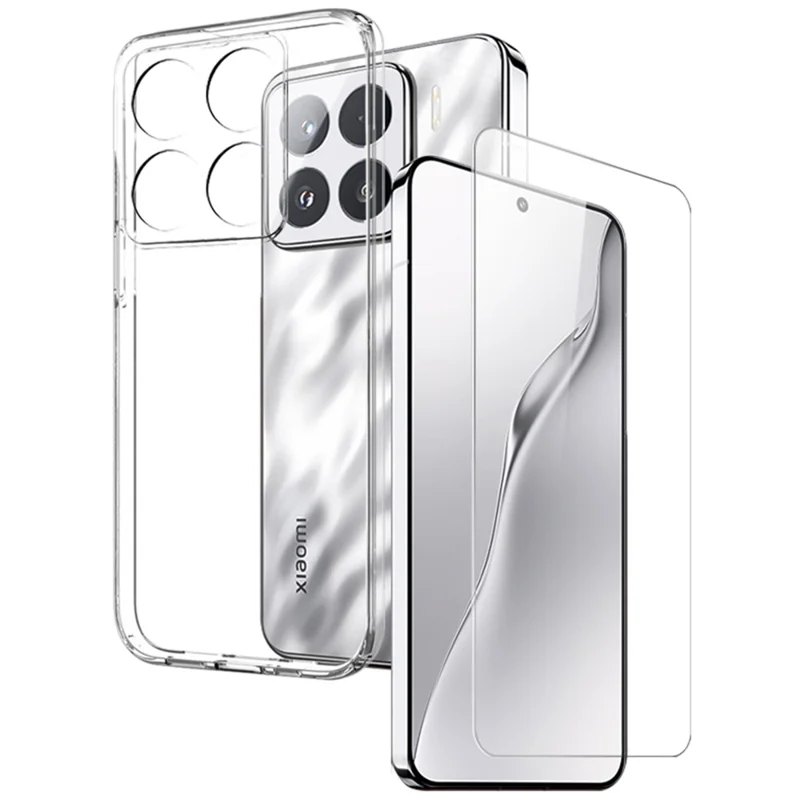 NORTHJO For Xiaomi 15 TPU Phone Case+Tempered Glass Film (Support Fingerprint Unlock) - Transparent