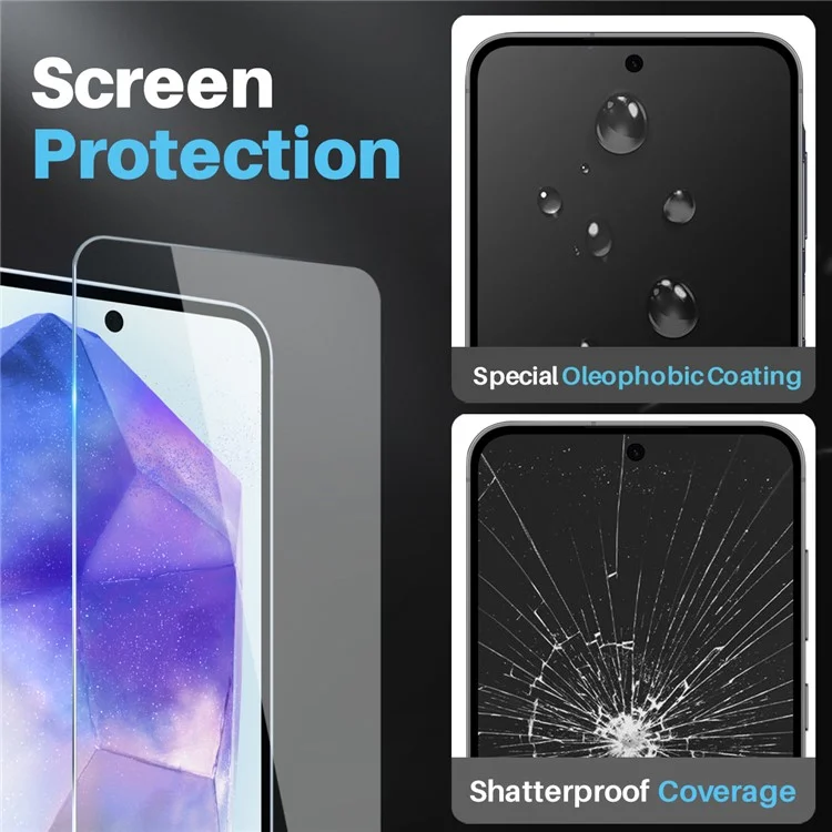 Funda para Samsung Galaxy A55 5G de NORTHJO, cubierta de teléfono transparente de PC+TPU con película de pantalla + película de lente.