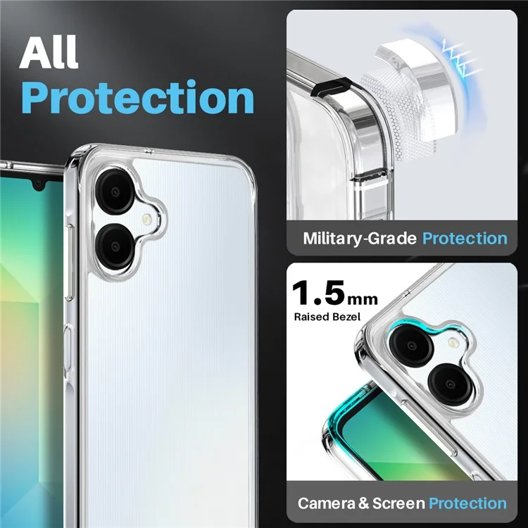 Funda para Samsung Galaxy A06 NORTHJO, cubierta de teléfono transparente de PC+TPU con película de pantalla + película de lente.