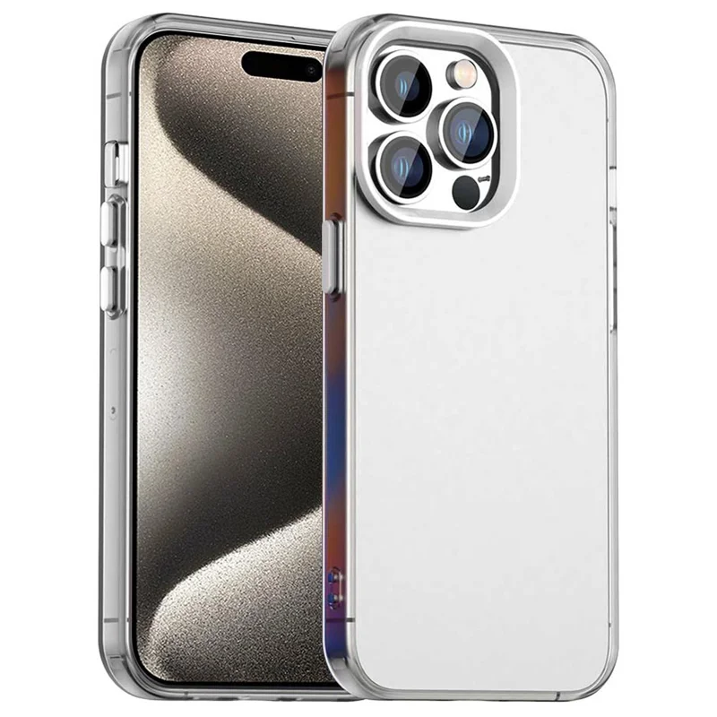Für iPhone 15 Pro Max Hülle PC+TPU+PET Matt Stoßfest Handyhülle - Weiß