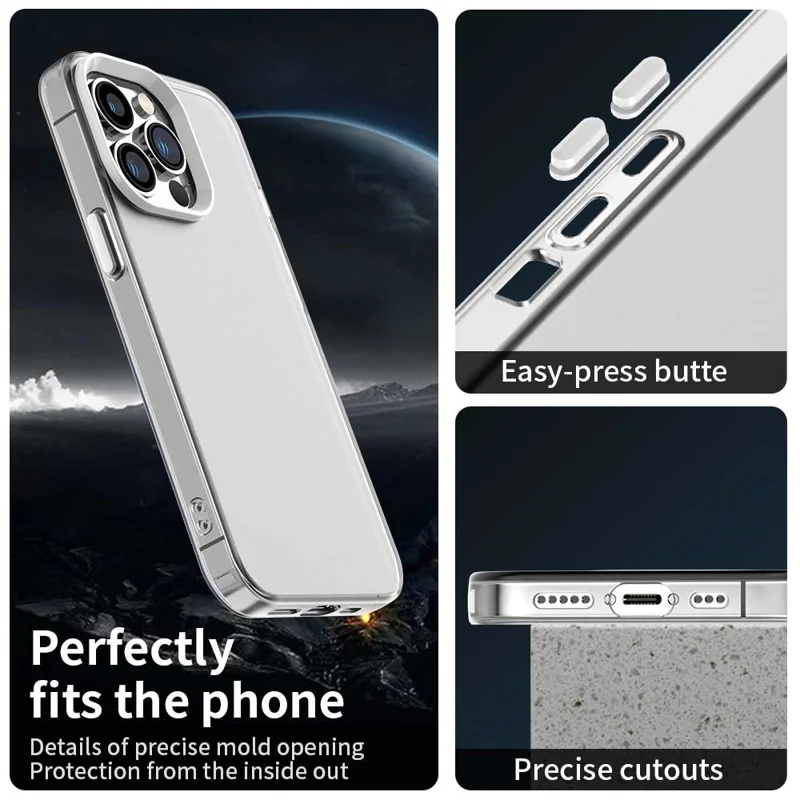 For iPhone 14 Pro Max Case PC+TPU+PET Matte Anti-Drop Phone Back Cover - White