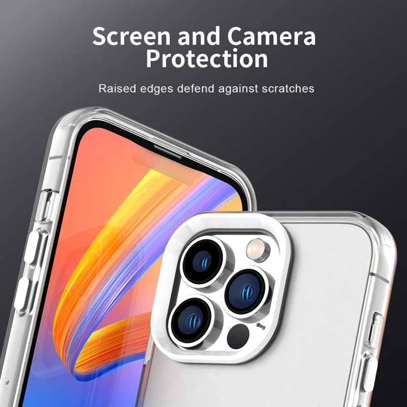 For iPhone 14 Pro Max Case PC+TPU+PET Matte Anti-Drop Phone Back Cover - White