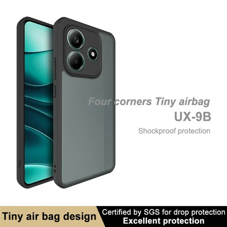 Coque pour Xiaomi Redmi Note 14 5G de la série IMAK UX-9B, avec sac gonflable minuscule en PC+TPU mat.
