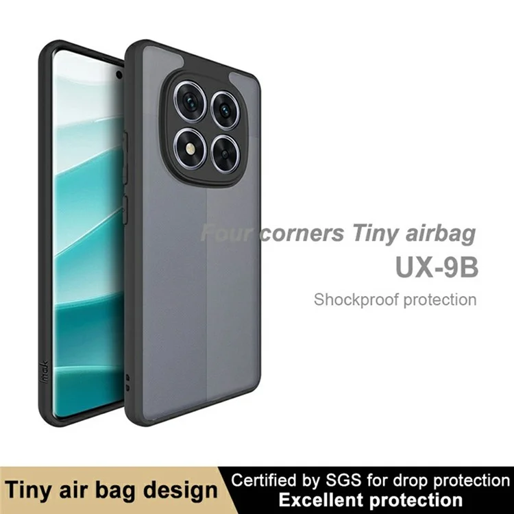 Coque pour Xiaomi Redmi Note 14 Pro 5G de la série IMAK UX-9B, en PC+TPU mat avec un petit airbag.