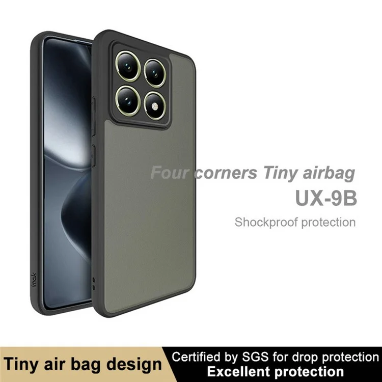 Coque de téléphone IMAK UX-9B Series pour Xiaomi 14T Pro, avec sac gonflable minuscule en PC+TPU mat.