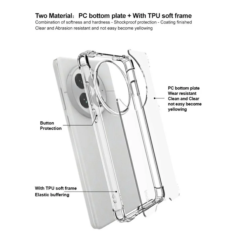 IMAK For OnePlus 13 Case PC+TPU Shockproof Clear Phone Cover