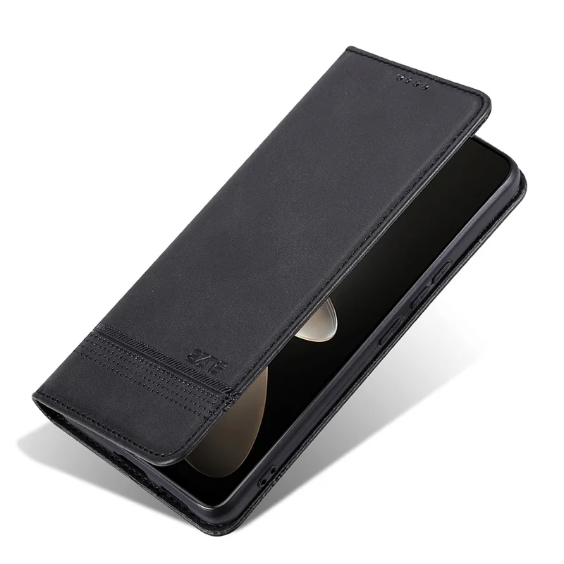 AZNS For Oppo Find X8 5G Case Cowhide Texture PU Leather Wallet Phone Cover - Black