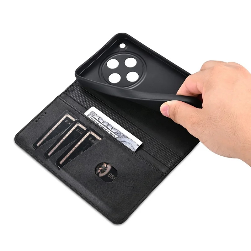 AZNS For Oppo Find X8 5G Case Cowhide Texture PU Leather Wallet Phone Cover - Black