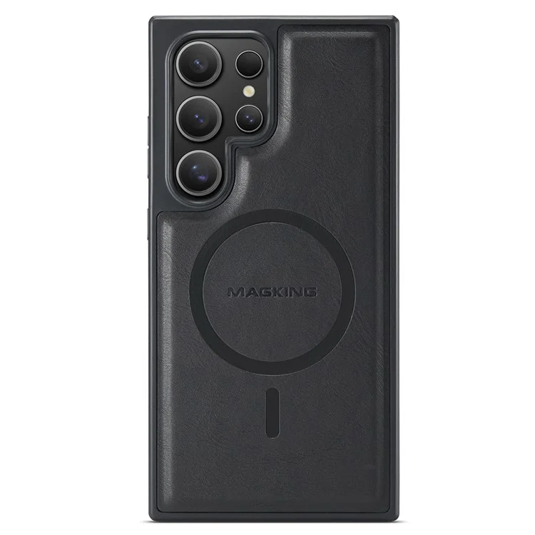 MAGKING K1 Serie für Samsung Galaxy S24 Ultra Magnetische Hülle PC+TPU+PU Leder Handyhülle - Schwarz