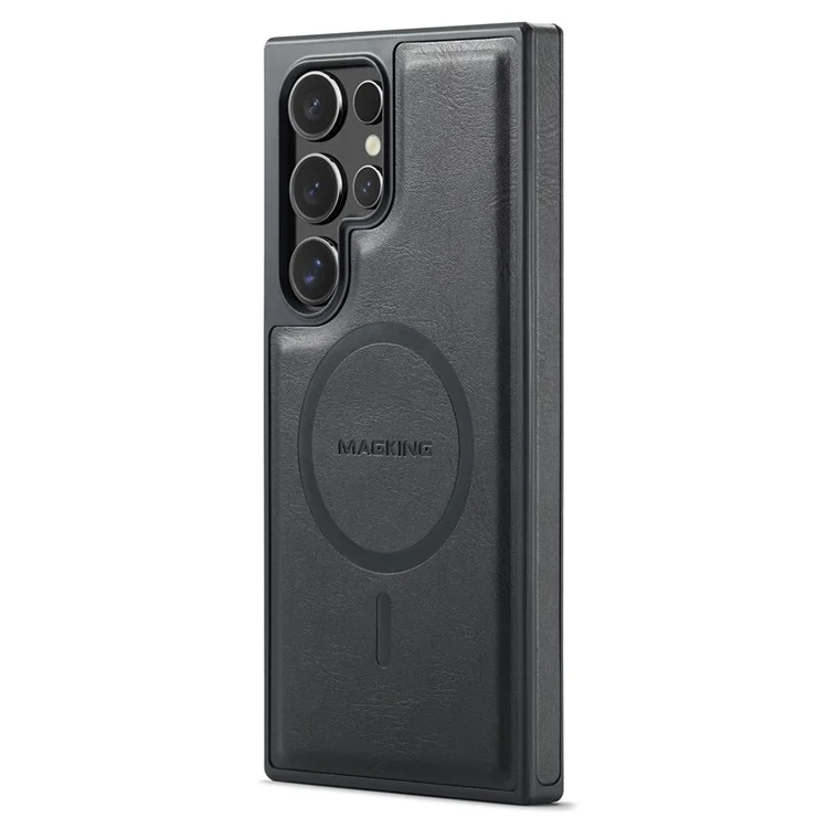 MAGKING K1 Serie für Samsung Galaxy S24 Ultra Magnetische Hülle PC+TPU+PU Leder Handyhülle - Schwarz
