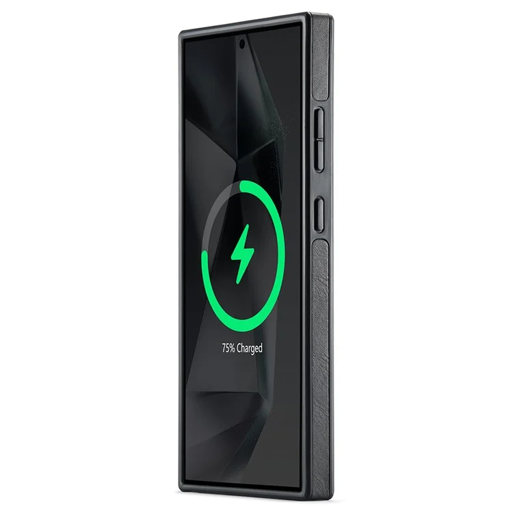 MAGKING K1 Serie für Samsung Galaxy S24 Ultra Magnetische Hülle PC+TPU+PU Leder Handyhülle - Schwarz