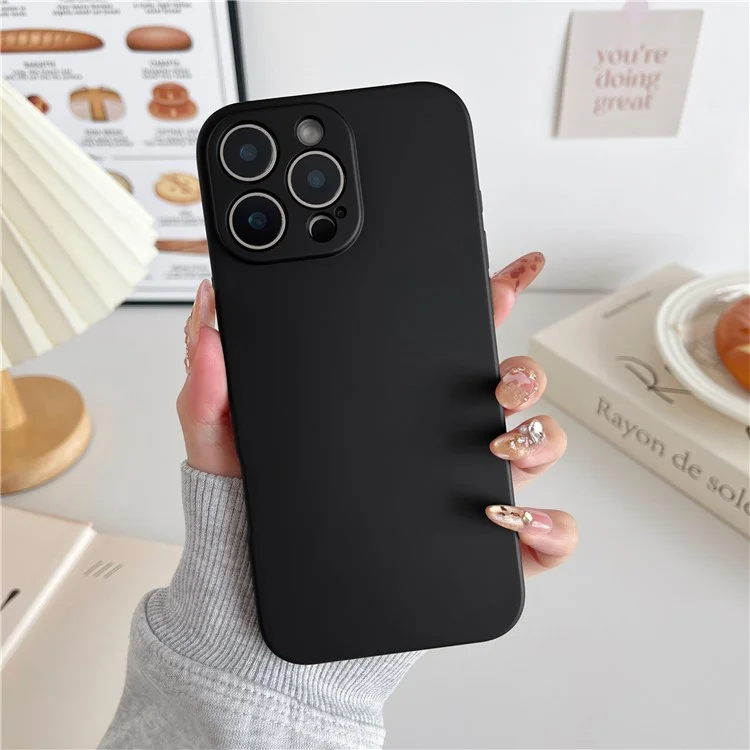 For iPhone 16 Pro Phone Back Case Scratch Resistant Silicone Mobile Cover - Black