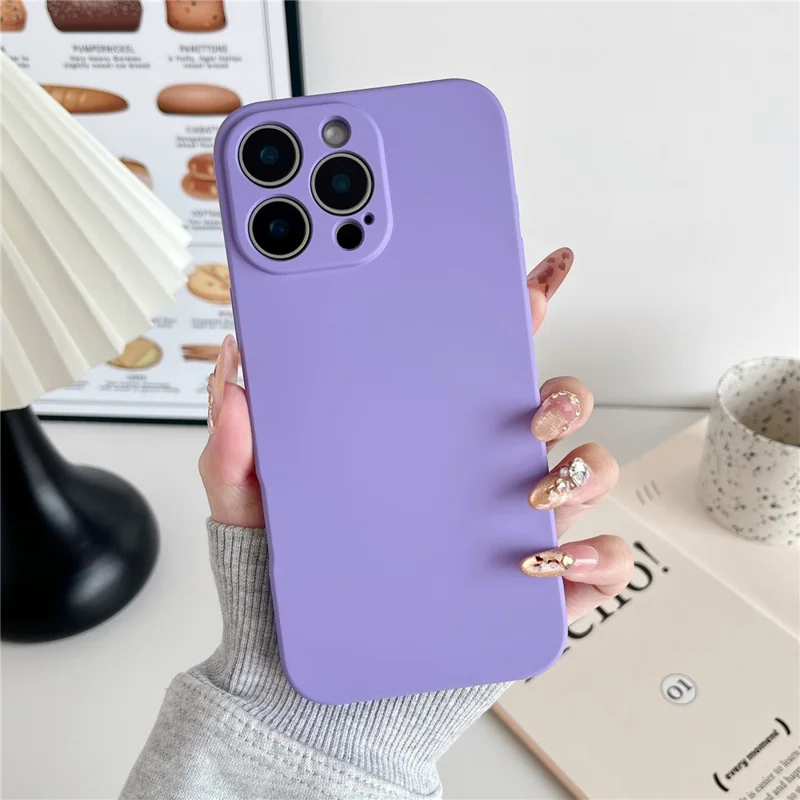 For iPhone 16 Pro Max Phone Back Case Scratch Resistant Silicone Mobile Cover - Lavender Purple