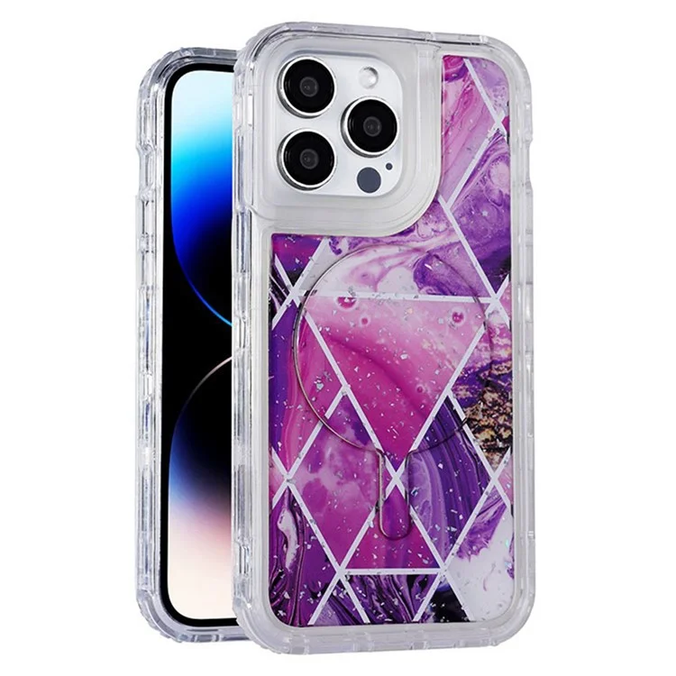 Lot d'achat pour étui iPhone 15 Pro Max compatible avec MagSafe Boîtier de téléphone en PC+TPU électroplaqué - Style A