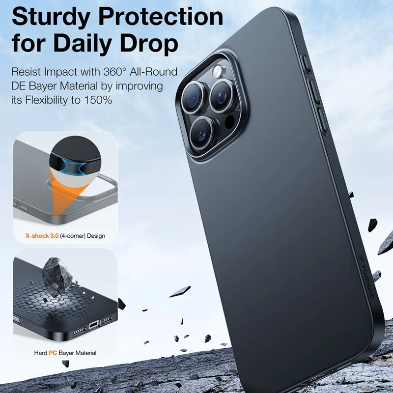 TORRAS Slimfit Mag Series For iPhone 16 Pro Case Compatible with MagSafe Hard PC Shockproof Phone Cover - Black