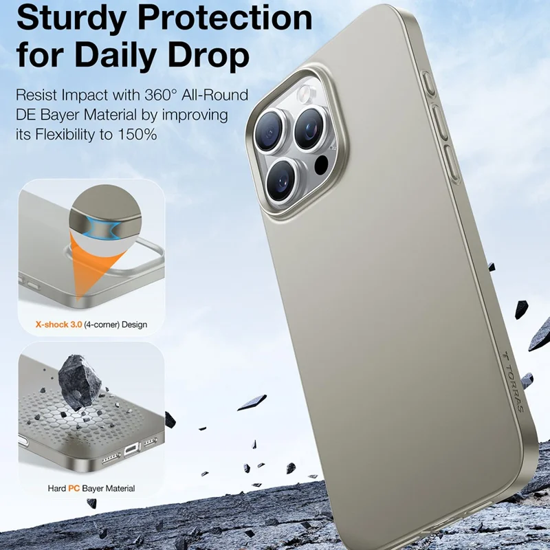 TORRAS Slimfit Mag Series For iPhone 16 Pro Max Case Compatible with MagSafe Hard PC Shockproof Phone Cover - Titanium Grey