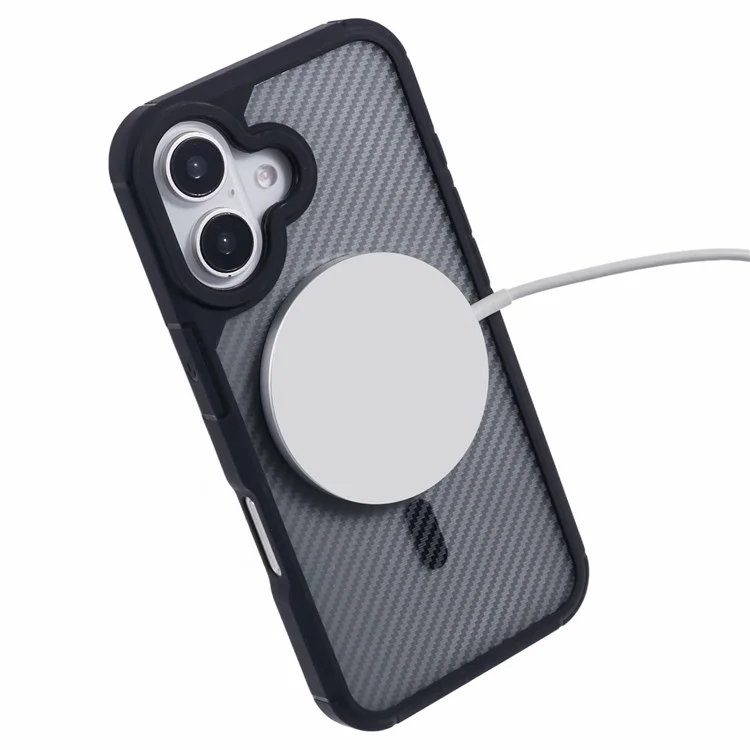 For iPhone 16 Plus Case Compatible with MagSafe Carbon Fiber TPU+PC Anti-Drop Phone Cover