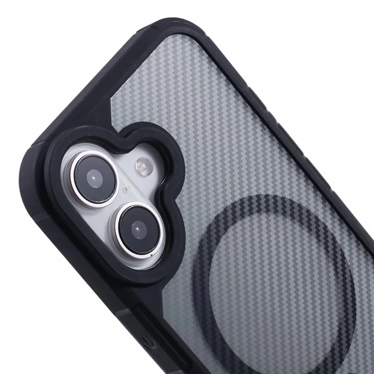 For iPhone 16 Plus Case Compatible with MagSafe Carbon Fiber TPU+PC Anti-Drop Phone Cover