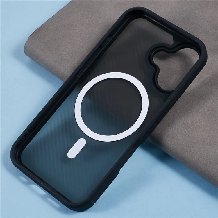 For iPhone 16 Plus Case Compatible with MagSafe Carbon Fiber TPU+PC Anti-Drop Phone Cover