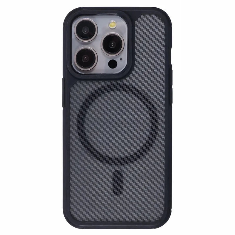For iPhone 15 Pro Max Case Compatible with MagSafe Carbon Fiber TPU+PC Anti-Drop Phone Cover