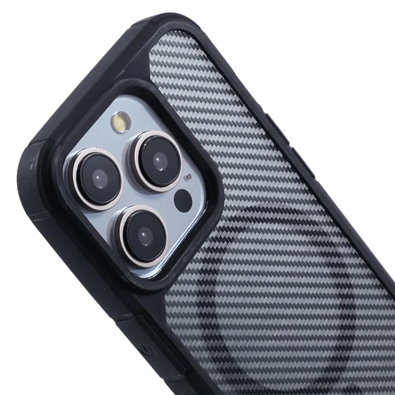 For iPhone 15 Pro Max Case Compatible with MagSafe Carbon Fiber TPU+PC Anti-Drop Phone Cover