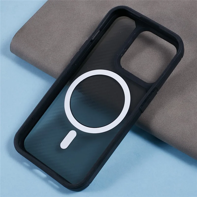 For iPhone 15 Pro Max Case Compatible with MagSafe Carbon Fiber TPU+PC Anti-Drop Phone Cover