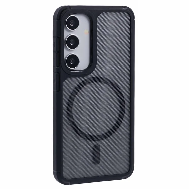 Coque pour Samsung Galaxy S24 compatible avec MagSafe, en fibre de carbone TPU+PC, protection antichute.