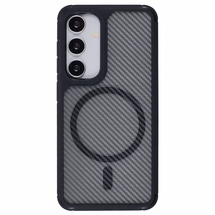 Coque pour Samsung Galaxy S24 compatible avec MagSafe, en fibre de carbone TPU+PC, protection antichute.