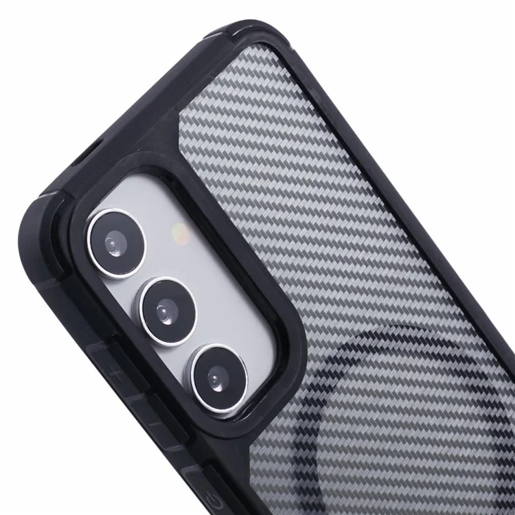 Coque pour Samsung Galaxy S24 compatible avec MagSafe, en fibre de carbone TPU+PC, protection antichute.