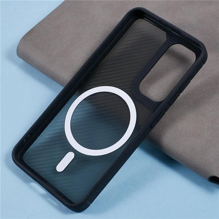 Coque pour Samsung Galaxy S24 compatible avec MagSafe, en fibre de carbone TPU+PC, protection antichute.