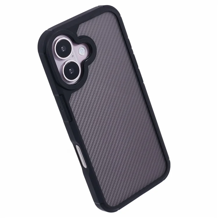 For iPhone 16 Plus Case Carbon Fiber Texture TPU+PC Anti-Drop Phone Cover