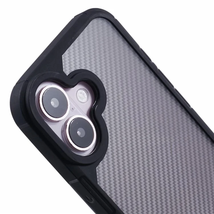 For iPhone 16 Plus Case Carbon Fiber Texture TPU+PC Anti-Drop Phone Cover