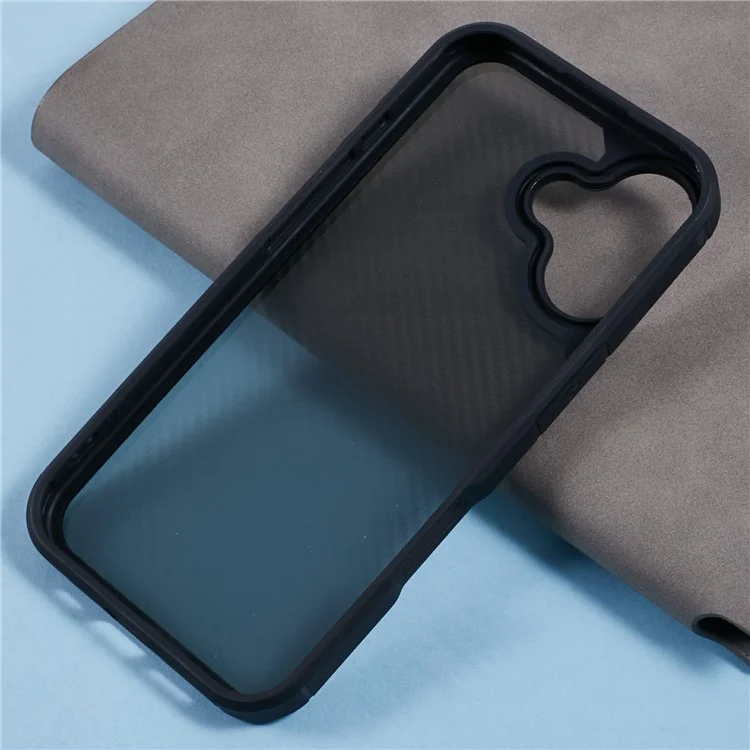 For iPhone 16 Plus Case Carbon Fiber Texture TPU+PC Anti-Drop Phone Cover