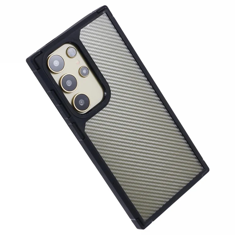 For Samsung Galaxy S24 Ultra Case Carbon Fiber Texture TPU+PC Anti-Drop Phone Cover