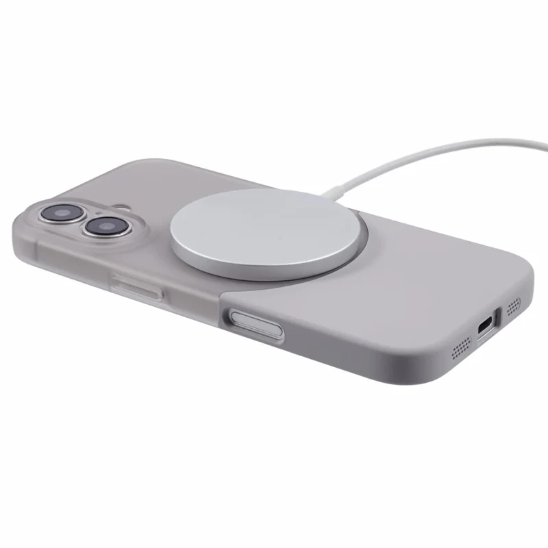For iPhone 16 Plus Case Compatible with MagSafe Splicing Color Drop-Proof PC Phone Cover - Grey