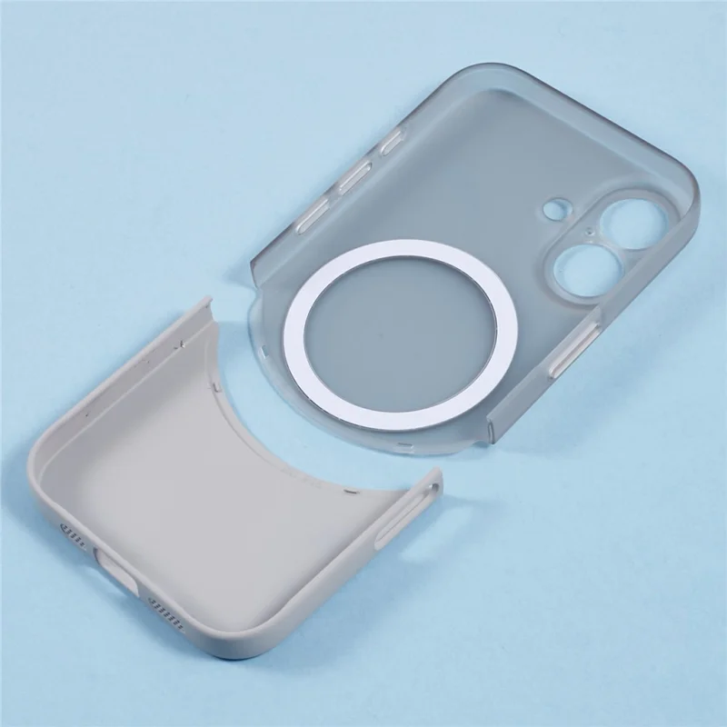 For iPhone 16 Plus Case Compatible with MagSafe Splicing Color Drop-Proof PC Phone Cover - Grey