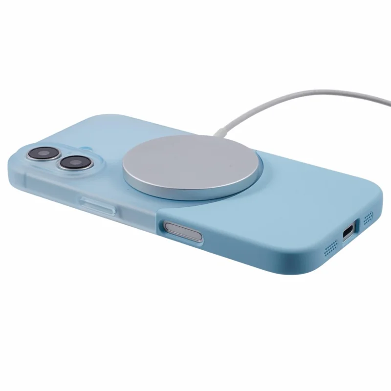 For iPhone 16 Plus Case Compatible with MagSafe Splicing Color Drop-Proof PC Phone Cover - Blue
