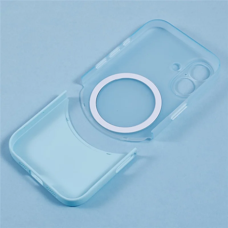 For iPhone 16 Plus Case Compatible with MagSafe Splicing Color Drop-Proof PC Phone Cover - Blue