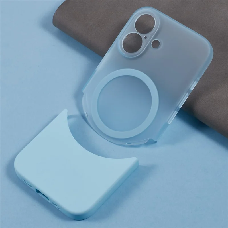 For iPhone 16 Plus Case Compatible with MagSafe Splicing Color Drop-Proof PC Phone Cover - Blue