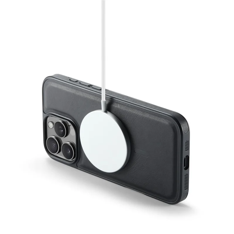 MAGKING K1 Series For iPhone 16 Pro Magnetic Case PC+TPU+PU Leather Phone Cover - Black