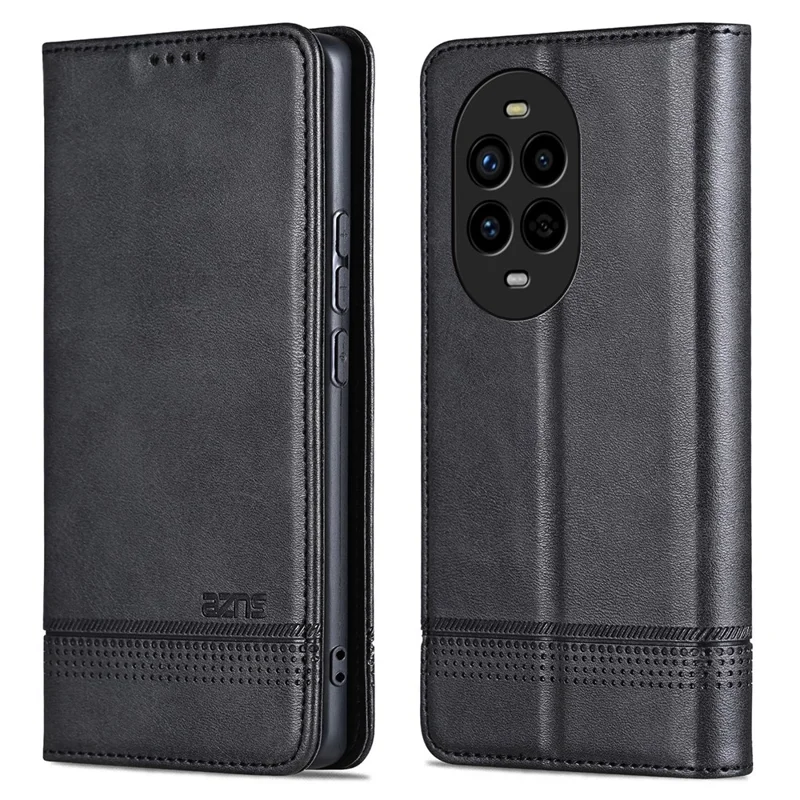 AZNS For Huawei nova 13 Pro 5G Case Cowhide Texture PU Leather Wallet Phone Cover - Black
